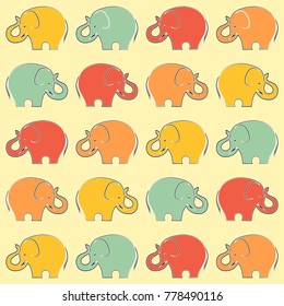 Seamless background.Multicolored elephants.