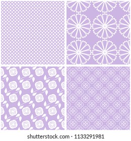 Seamless backgrounds Collection in lilac pale tones