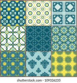 Seamless backgrounds Collection - Vintage Tile - for design and scrapbook - in vector