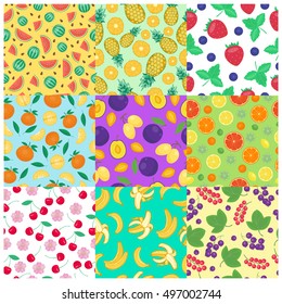 Seamless backgrounds with fruits vector