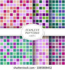Seamless backgrounds set with abstract mosaic pattern. Design element for wallpaper, wrapping paper, textile prints and etc.