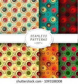 Seamless backgrounds set with abstract mosaic pattern. Design element for wallpaper, wrapping paper, fabric and etc.
