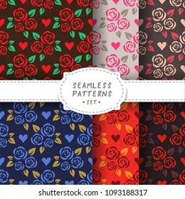 Seamless backgrounds set with abstract mosaic pattern. Design element for wallpaper, wrapping paper, fabric and etc.