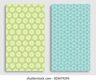 Seamless backgrounds set with repeating line texture. Seamless geometric lace patterns collection for banners, greeting cards or birthday invitations. Ethnic arabic, indian, turkish ornament