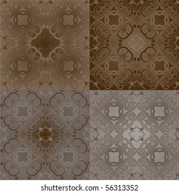 Seamless backgrounds set with vintage decorative patterns.