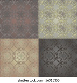 Seamless backgrounds set with vintage decorative patterns.
