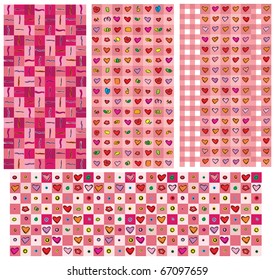Seamless backgrounds for Valentine's day design.