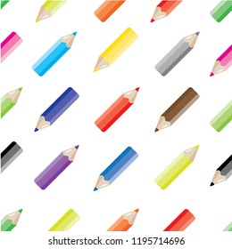Seamless backround and wallpaper of a group colored pencils illustration