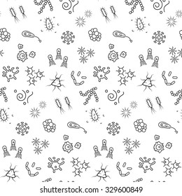 Seamless bacterium pattern. Vector illustration