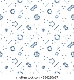 Seamless bacterium pattern. Vector illustration, outline objects.