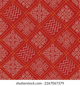 seamless badhani pattern on red background