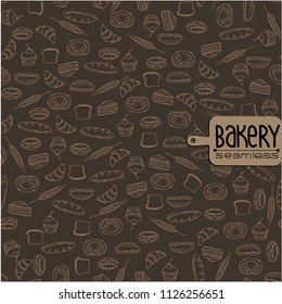 Seamless Bakery hand drawn pattern. Vector illustration. 
