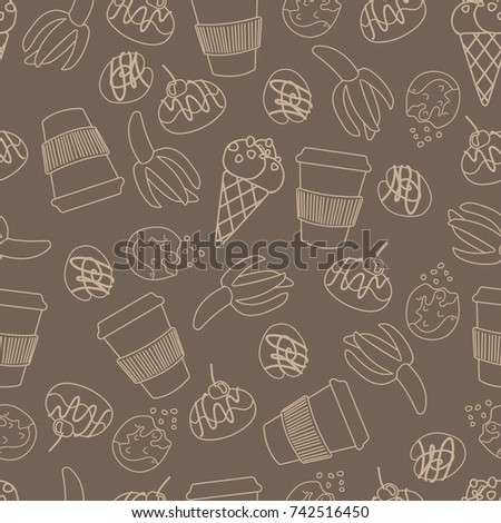 Seamless Bakery Pattern Background Wallpaper Desserts Stock Vector