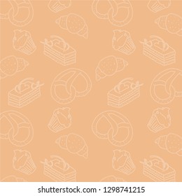 Seamless bakery pattern. Doodle. 
