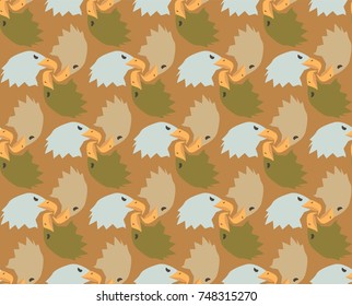 Seamless Bald Eagle Head Pattern Background Camouflage Colors