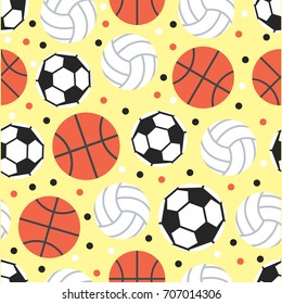 seamless ball with polka dot pattern on yellow background