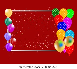 Fondo de globo inmaculado, colección de globos de color arcoiris, ⁬ de fondo sin mar con globo colorido, bonito fondo de bienvenida 3D brillante, banner panorámico.