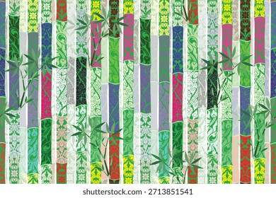 Seamless bamboo damask pattern motif suitable for wallpaper, textile, tile, curtain, carpet and fabric design isolated illustration vector archive EPS file.