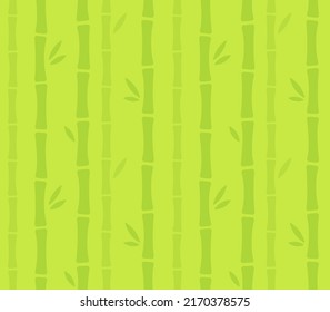 Seamless bamboo forest pattern. Bamboo stalks and leaves silhouette. Simple cartoon style vector background.