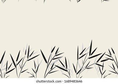 Seamless bamboo leaf pattern background, Vector bamboo forest with branch, Hand drawn decorative element, Seamless backgrounds and wallpapers for fabric, packaging, Decorative print, Textile