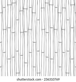 Seamless  bamboo pattern.  Black and white vector illustration.