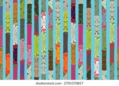 Seamless bamboo pattern in damask style motif suitable for wallpaper, clothing, textile, tile, curtain and fabric design isolated illustration vector archive EPS file.