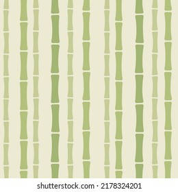 Seamless bamboo pattern. Bamboo stalks on muted beige background. Simple cartoon style vector texture.