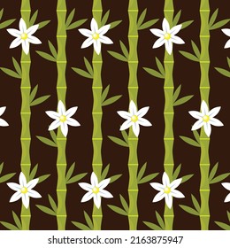 Patrón de bambú sin soldadura con flores blancas para el fondo, textil, papel envolvente