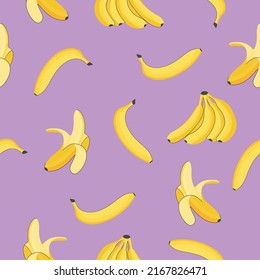 Seamless banan pattern with blue, yellow and white colors. Cute and cartoon background.