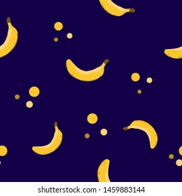 Seamless banana dark blue pattern decorative fruit repeat background great for textile, wrapping, fabric print