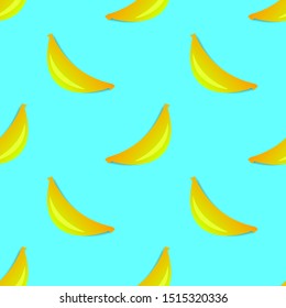 
seamless banana design pattern with a shadow effect. modern blue background.