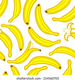 Seamless Banana Fruit Background for Wallpapers and Packaging. Filled Shapes