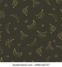 Seamless banana fruit pattern. Vector illustration of healthy food, cartoon background with bananas.
