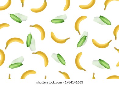 the seamless a banana and leaf pattern is a background 