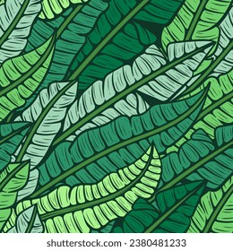 seamless banana leaf pattern vectors