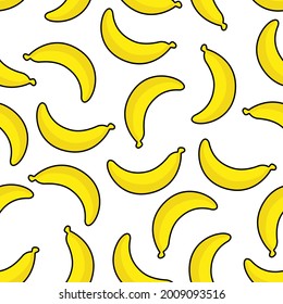 Seamless banana pattern for fruit shop background, wall decoration, fabric motif
