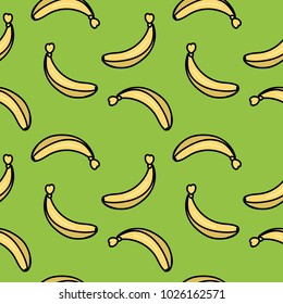 Seamless banana pattern with green background vector