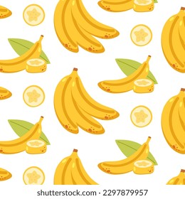 Nahtloses Bananenmuster. handgezeichnete Vektorgrafik für Sommerromantik, tropische Tapete, Vintage-Textur