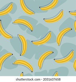Seamless banana pattern with banana leaves abstract on green background used as wallpaper. Paper and other modern publications