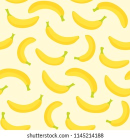 Seamless banana pattern on light yellow background