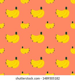 Seamless banana pattern on orange background.