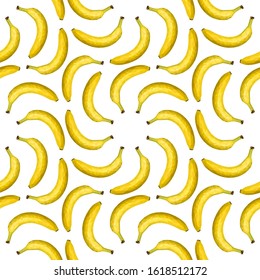 Seamless banana pattern on a white background. Made in the technique of low poly