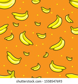 The seamless banana pattern with orange background