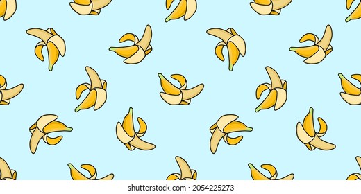 SEAMLESS BANANA PATTERN. Pop art pattern. America of the 60s. Bright stylish ornament with fruits. Vector design for printing on fabric and textile, wrapping paper. Wallpaper for walls.