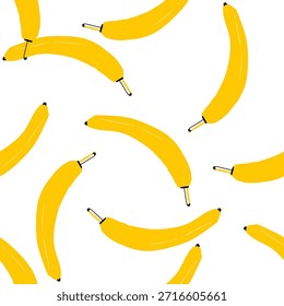 Ilustración vectorial de patrón de plátano sin fisuras en un estilo simple y minimalista. Formas limpias y diseño plano moderno. Conveniente para la materia textil, la tela, el Fondo de pantalla, el papel de embalaje, el empaquetado, la papelería, la marca, los temas del verano y los fondos digitales.
