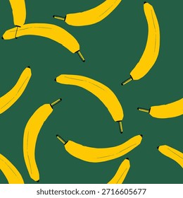 Ilustración vectorial de patrón de plátano sin fisuras en un estilo simple y minimalista. Formas limpias y diseño plano moderno. Conveniente para la materia textil, la tela, el Fondo de pantalla, el papel de embalaje, el empaquetado, la papelería, la marca, los temas del verano y los fondos digitales.