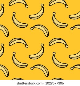 Seamless banana pattern with yellow background vector
