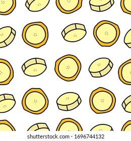 Seamless banana slices pattern design in vector. Banana background. Tropical fruit pattern.