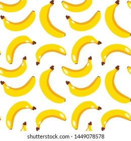 Seamless banana yellow vector pattern.  