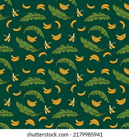 Seamless bananas pattern. Banana Leaf Background